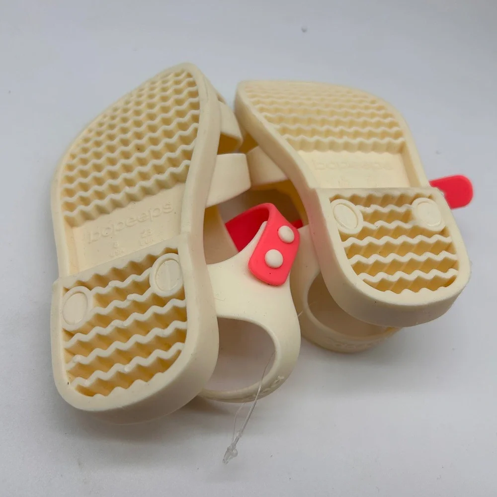 Bopeeps Girls Jelly Sandals Cream Pink Cage Rubber Shoes Toddler Size 8 US